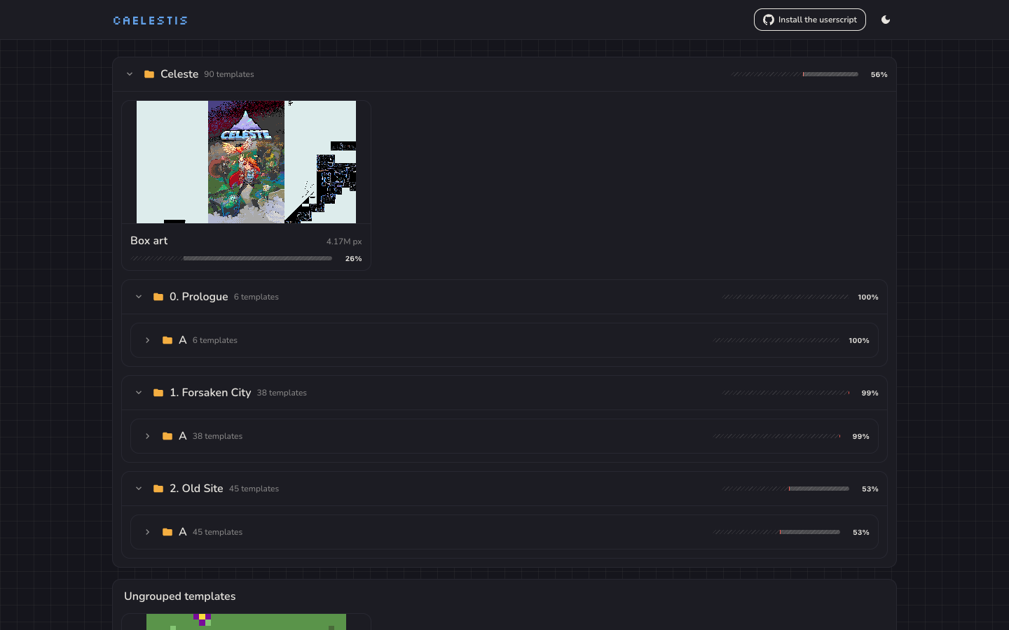 The dashboard home page with folders and template cards.