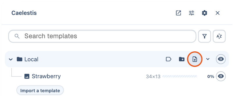 The Import a template control in the Local section.