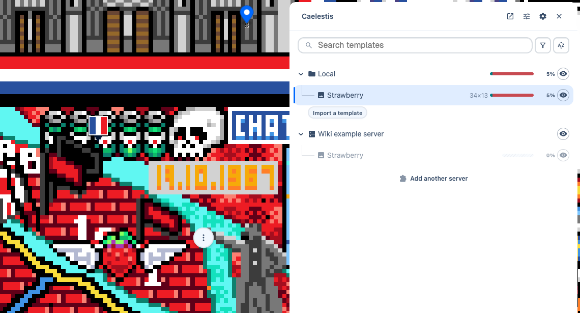 The placed Strawberry template and its row under Local.