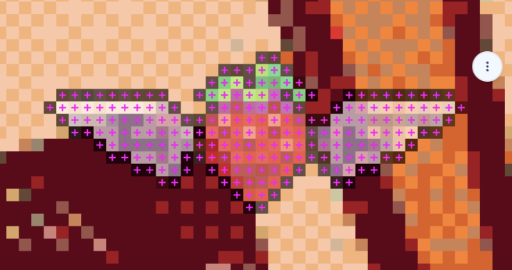 Mismatch markers on artwork whose canvas colours differ from the template.